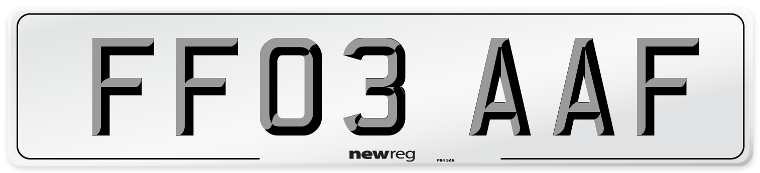 FF03 AAF Number Plate from New Reg